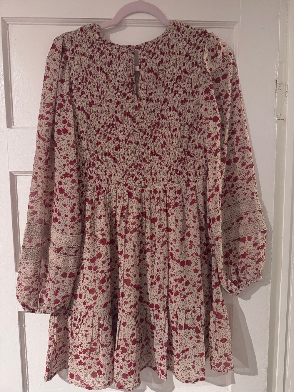 Floral Smocked Long-Sleeve Dress